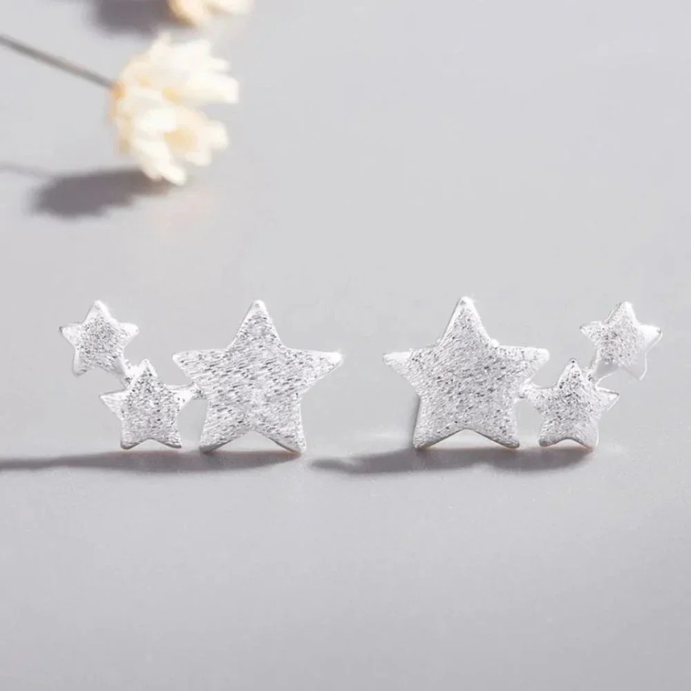925 Sterling Silver Dainty Star Stud Earrings
